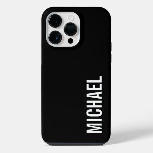 Black Modern Minimalist Personalised Name iPhone 14 Pro Max Case
