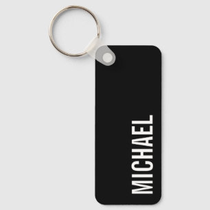 Black Modern Minimalist Personalised Name Key Ring