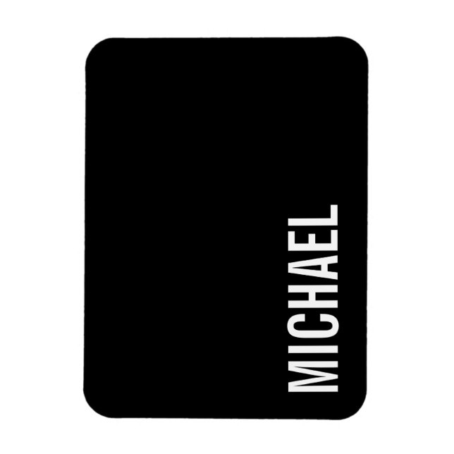 Black Modern Minimalist Personalised Name Magnet (Vertical)