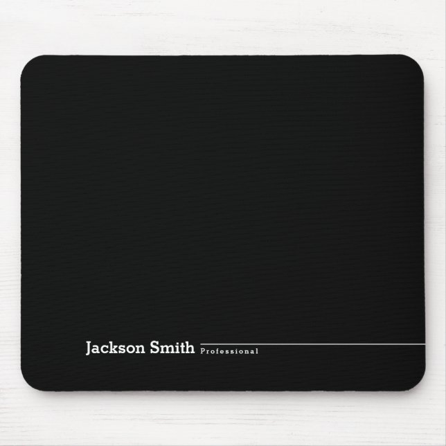 Black modern minimalist personalised name mouse pa mouse pad (Front)