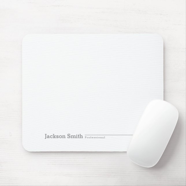 Black modern minimalist personalised name mouse pad (With Mouse)