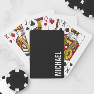 Black Modern Minimalist Personalised Name Playing Cards