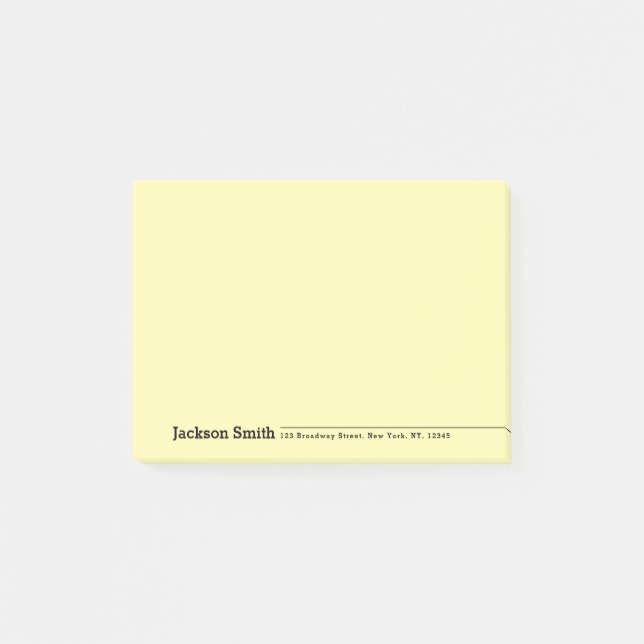 Black modern minimalist personalised name post-it notes (Front)