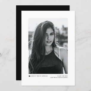 Black Modern Minimalist Photo Graduation Announcement