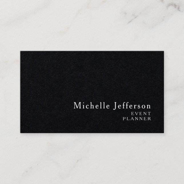 Black Modern Minimalist Plain Simple Creative Business Card (Front)