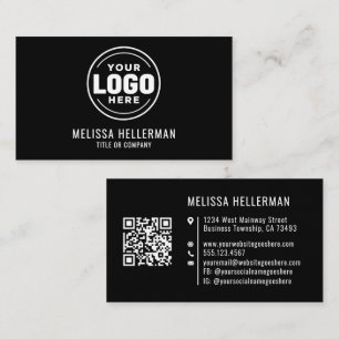 Black Modern Minimalist Professional Logo QR Code Business Card