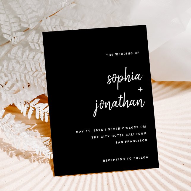 Black Modern Minimalist Script | Wedding Invitation (Creator Uploaded)