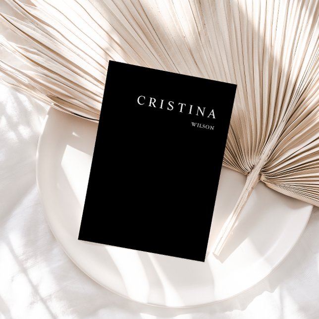 Black Modern Minimalist Table Guest Place Card (Creator Uploaded)