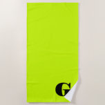 Black Modern Monogram | Neon Lime Yellow    Beach Towel<br><div class="desc">Black Modern Monogram | Initial Letter | Neon Lime Yellow Solid Colour. You can choose to add your initial or the initial of a loved one. Whether it's a heartfelt gift for someone dear to you or a personal treat, the choice is yours. You can also remove the personalisation and...</div>