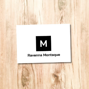 Black Modern Monogram Personalized Name Simple Note Card