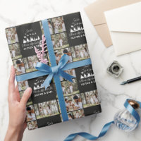 Black modern multi photo Santa Christmas