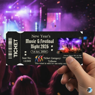 Black Modern New Year's Music Festival Entry Tkt Invitation