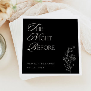 Black Modern Night Before Rehearsal Dinner Wedding Napkin