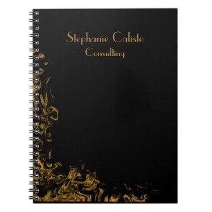 Black Modern Personal Stationary Liquid Gold Notebook