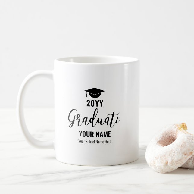 Black | Modern Personalised Graduation Gifts Mug (With Donut)