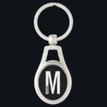 Black Modern Personalised Monogram and Name Key Ring<br><div class="desc">Modern Monogram Design featuring personalised monogram letter "M" and name in modern bold sans serif font style.

Perfect gift for him,  father's day gift,  groomsman gift and more.</div>