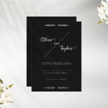 Black Modern Personalised Wedding Invitation Card
