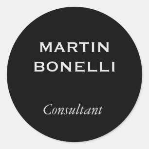 Black Modern Plain Minimalist Classic Round Sticker