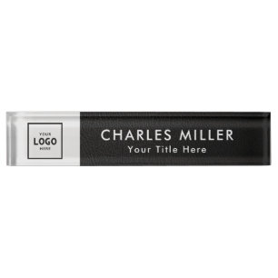 Black Modern Professional business logo Desk Name Nameplate