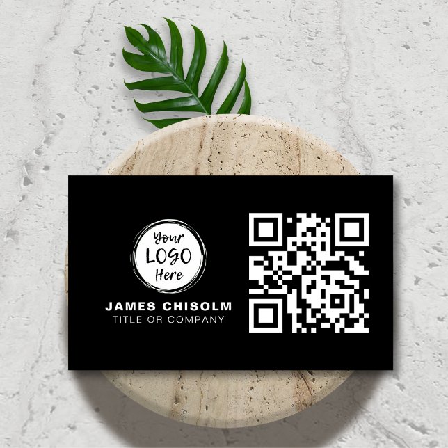 Black Modern Professional Business Logo QR Code Card (Creator Uploaded)