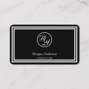Black Modern Professional QR Code Business Logo  Business Card