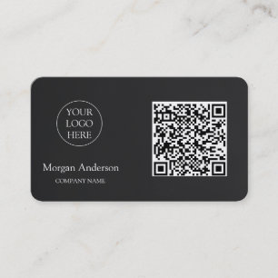 Black Modern Professional QR Code Business Logo Card