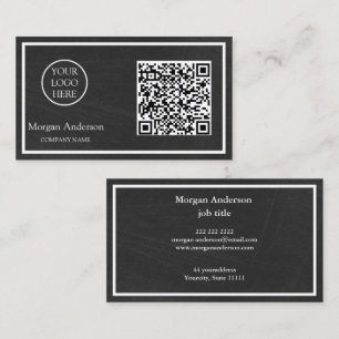 Black Modern Professional QR Code Business Logo  Card