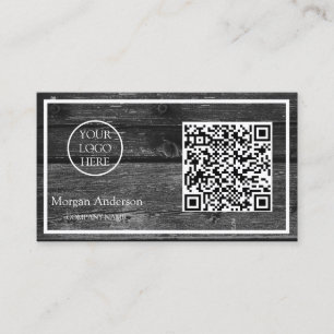 Black Modern Professional QR Code Business Logo  Card