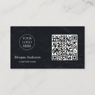 Black Modern Professional QR Code Business Logo  Card