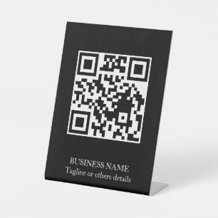 Black Modern QR Code Business Display Pedestal Sign