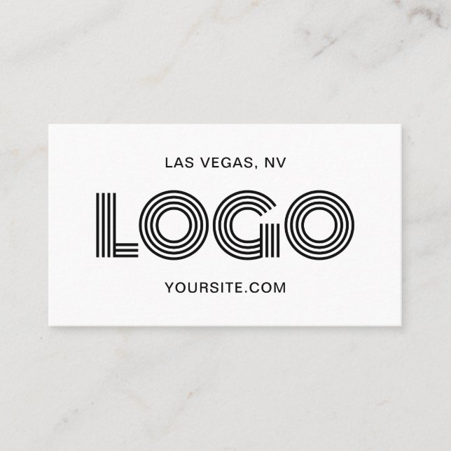 Black Modern Rectangular Logo Business Card (Front)