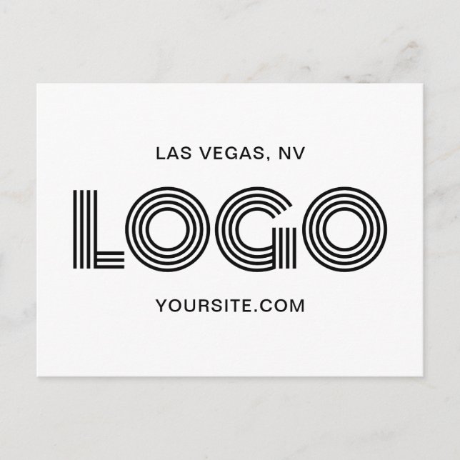 Black Modern Rectangular Logo Postcard (Front)