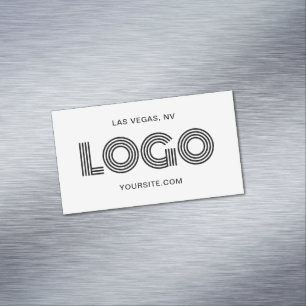 Black Modern Rectangular Logo Promotional Magnetic Business Card