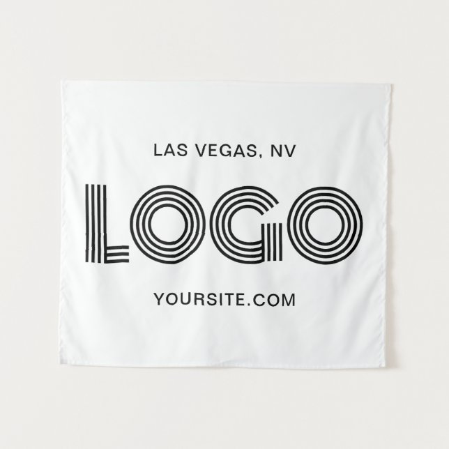 Black Modern Rectangular Logo Tapestry (Front (Horizontal))