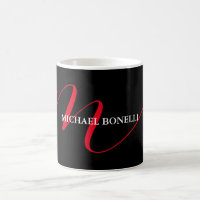 Black modern red monogram professional