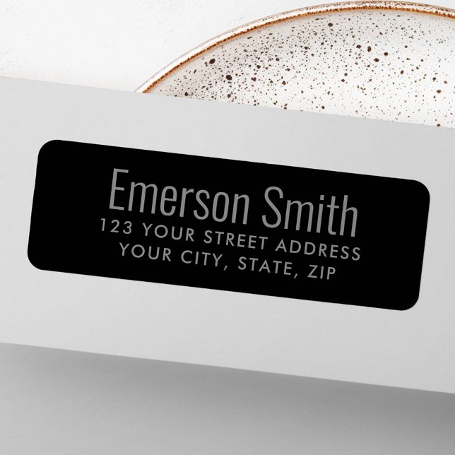 Black modern return address label (Black modern return address label)