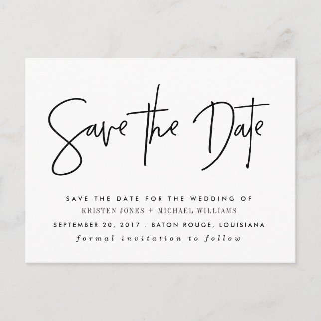 Black Modern Save the Date Announcement Postcard (Front)