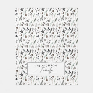 Black modern scandi elegant script Christmas Fleec Fleece Blanket