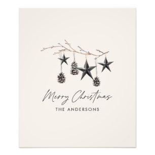 Black modern scandi elegant script Christmas Photo Print