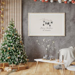 Black modern scandi elegant script Christmas Photo Print<br><div class="desc">Black modern elegant rustic watercolor beige natural Scandinavian contemporary muted colours beige,  black and white photo holiday Christmas poster decor.</div>