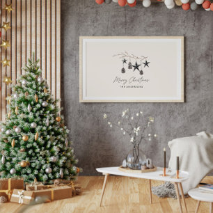 Black modern scandi elegant script Christmas Photo Print