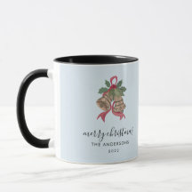 Black modern script Christmas photo Mug