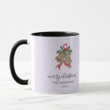 Black modern script Christmas photo Mug
