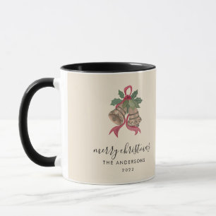 Black modern script Christmas photo Mug