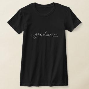 Black Modern Script Established Grandma T-Shirt
