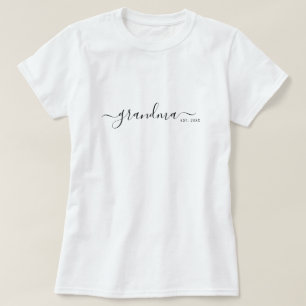 Black Modern Script Established Grandma T-Shirt