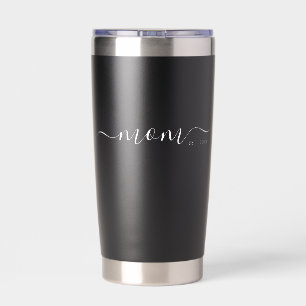 Black Modern Script Established Mom Insulated Tumbler