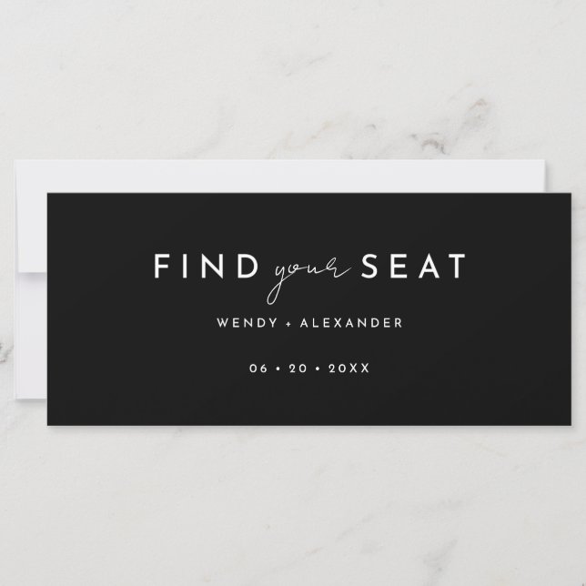 Black Modern Script Hanging Seating Chart Header (Front)