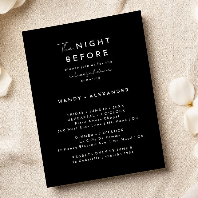 Black Modern Script Night Before Rehearsal Dinner Invitation (Creator Uploaded)
