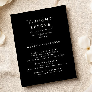 Black Modern Script Night Before Rehearsal Dinner Invitation